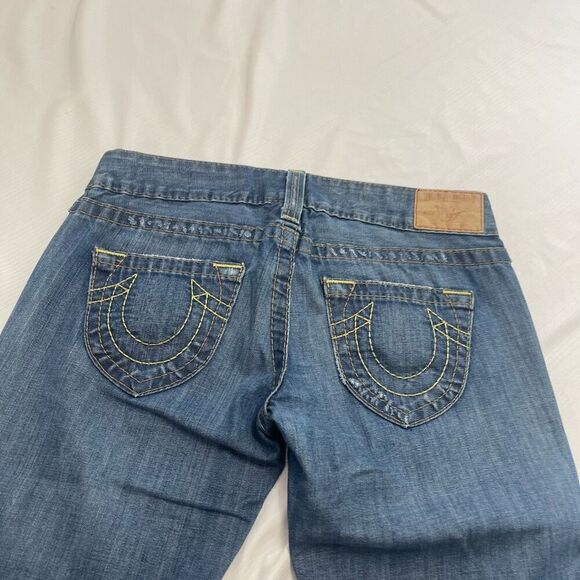 True Religion Destroyed Cut Off Y2K Denim Capri Cropped Shorts Size 28 - Picture 10 of 10
